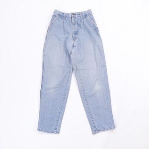 70s Womens 8 High Waist Tapered Leg Mom Jeans Blue